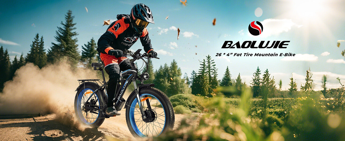 Banner of Baolujie DP-2602 48V dual motor electric bike showcasing high-speed dual motor performance.