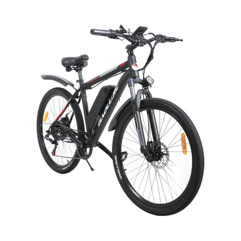 Front right angle view of black Baolujie S1 lightweight electric bike.