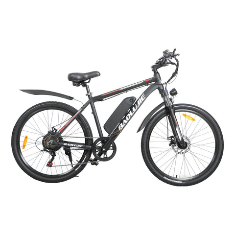 Right side view of black Baolujie S1 500W electric bike.