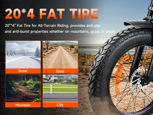 Mobile view of fat tires on dm-2001 60V compact electric bike for women