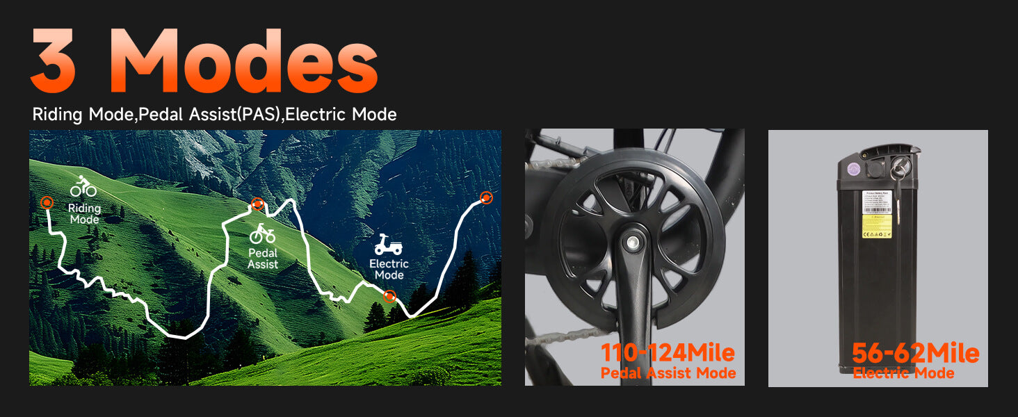 3 riding modes on dm-2001 60V 60V electric bike