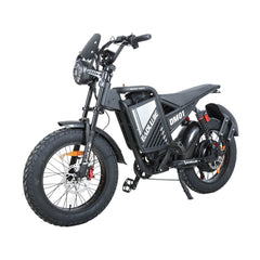 Rear left angle view of black dm-2001 60V 60V electric bike