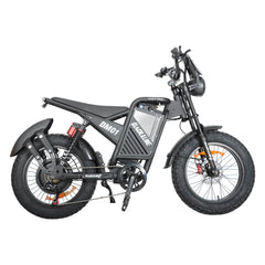 Right side view of black dm-2001 60V electric bike with full suspension