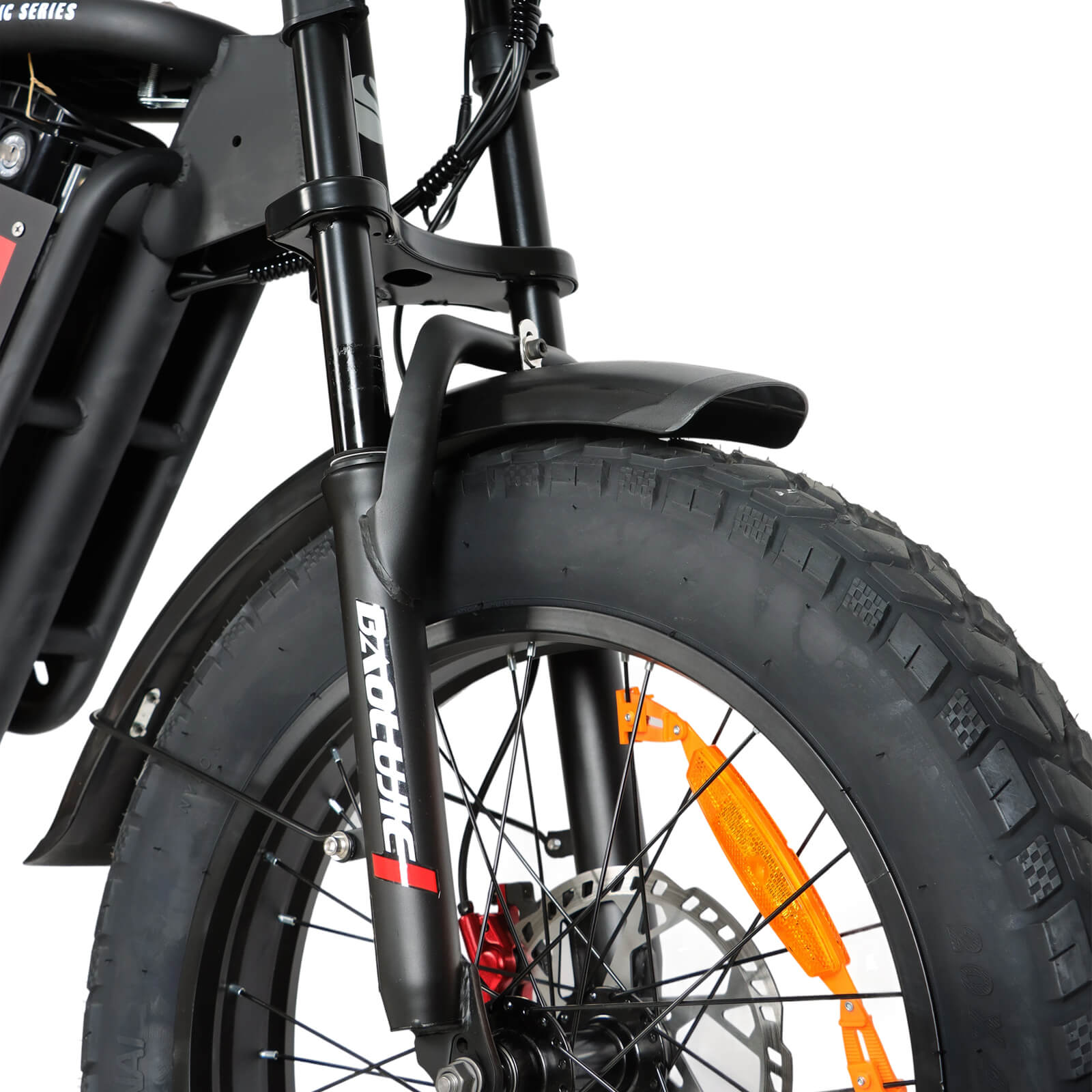 Fat tire close-up on dm-2001 60V compact electric bike for women