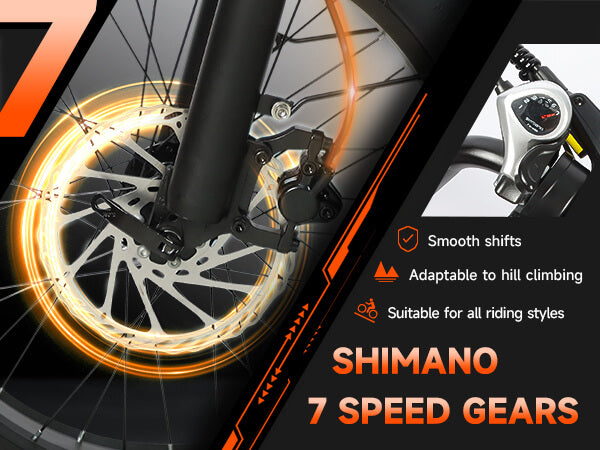 7 Speed Gear system close-up on dm-2001 60V electric bike with full suspension