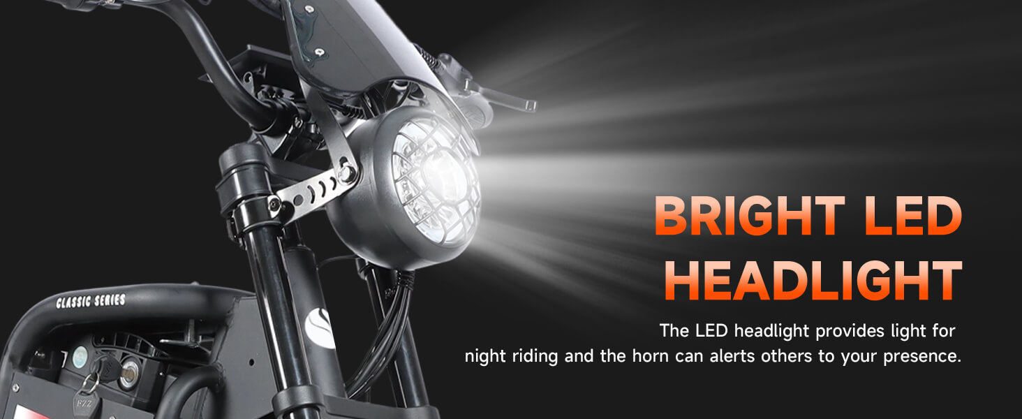 LED headlight on dm-2001 60V 2000W electric bicycle