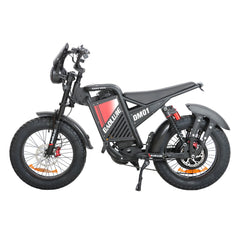 Left side view of red dm-2001 60V ebike for adults