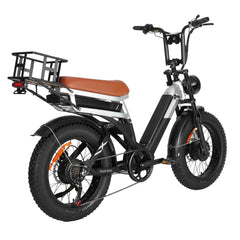 Rear right angle view of black DP-2033 48V dual motor electric bike