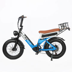 Left side view of blue DP-2033 48V dual motor electric bicycle