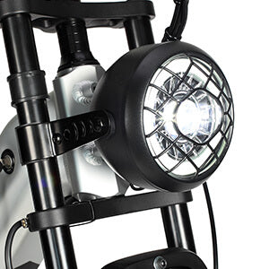 Headlight close-up on DP-2033 48V dual motor electric bike
