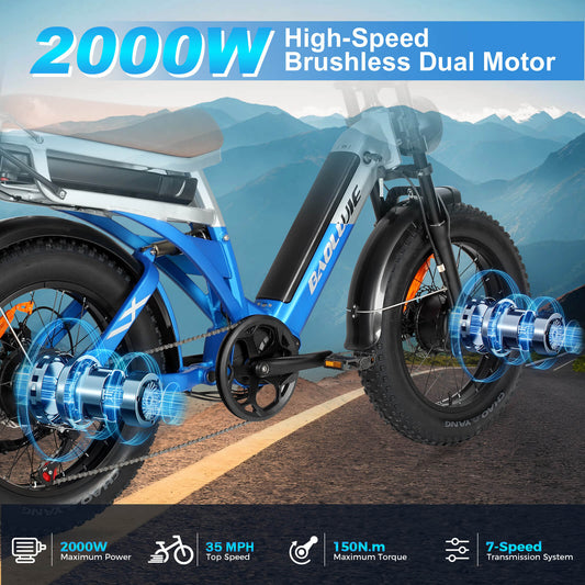 Peak 2000W motor feature on DP-2033 48V dual motor electric bicycle