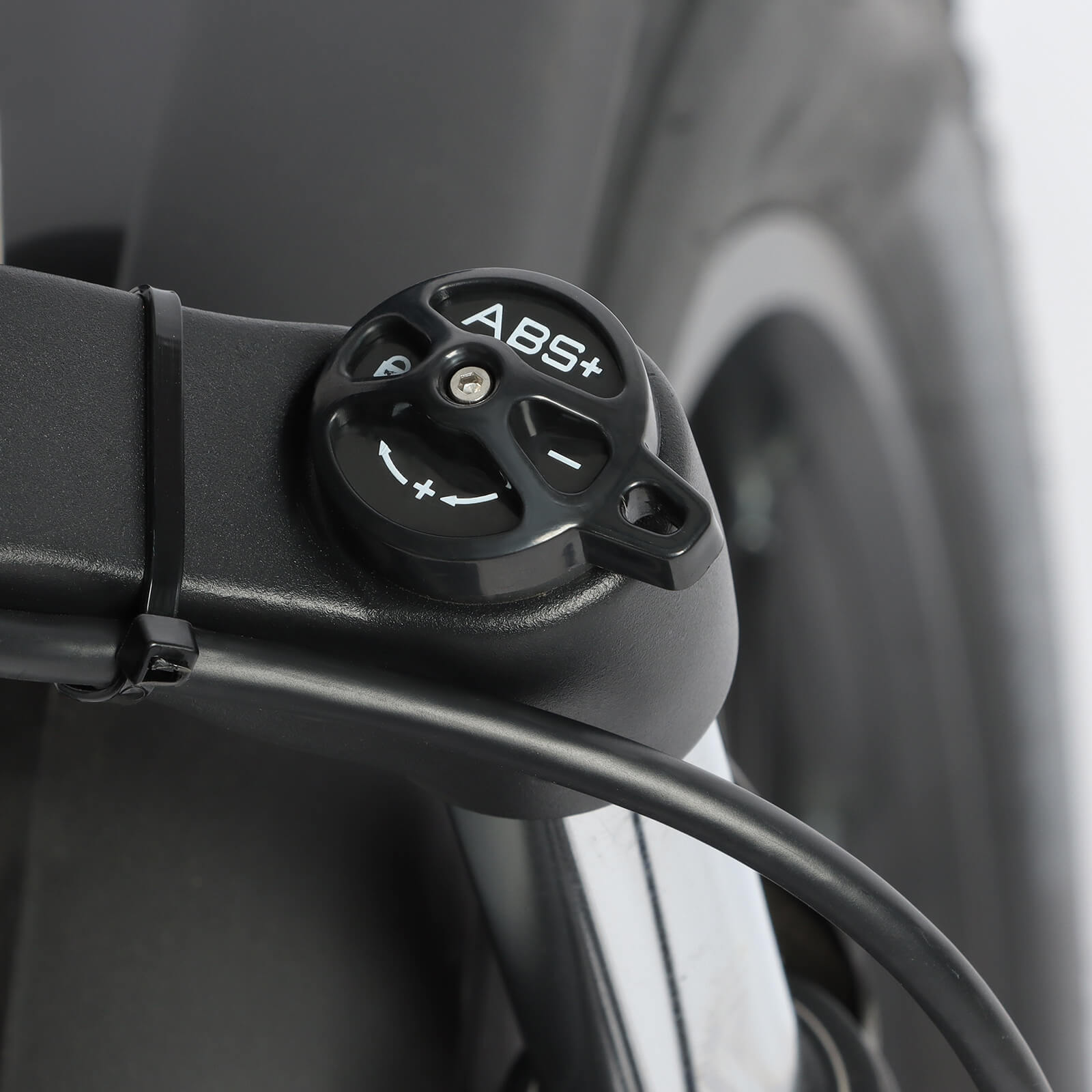 Adjustable front suspension with lockout knob on Baolujie DP-2602 48V dual motor electric bike