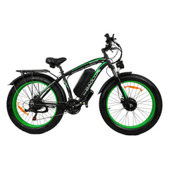 Right side view of green Baolujie DP-2602 48V dual motor electric bike.