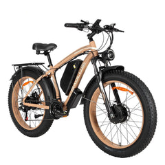 Rear right angle of blue Baolujie DP-2602 48V dual motor electric bike.