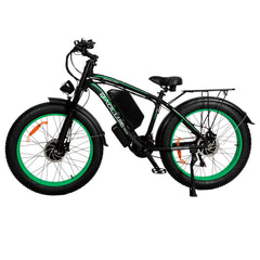 Left side view of green Baolujie DP-2602 52V dual motor electric bike.
