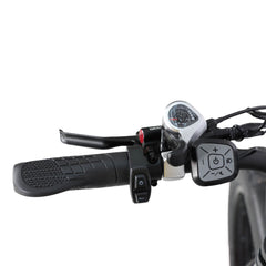 Left handlebar of Baolujie DP-2602 52V dual motor electric bike with control buttons.