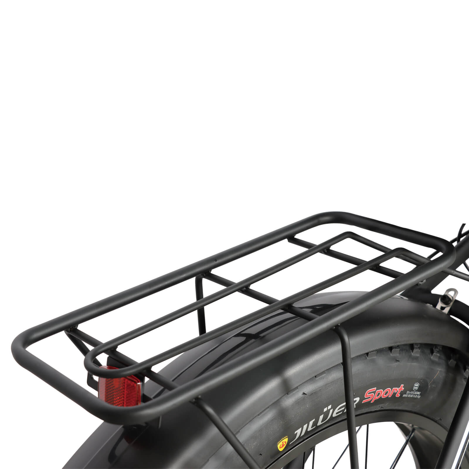 Rear rack of Baolujie DP-2602 52V dual motor electric bike for carrying cargo.