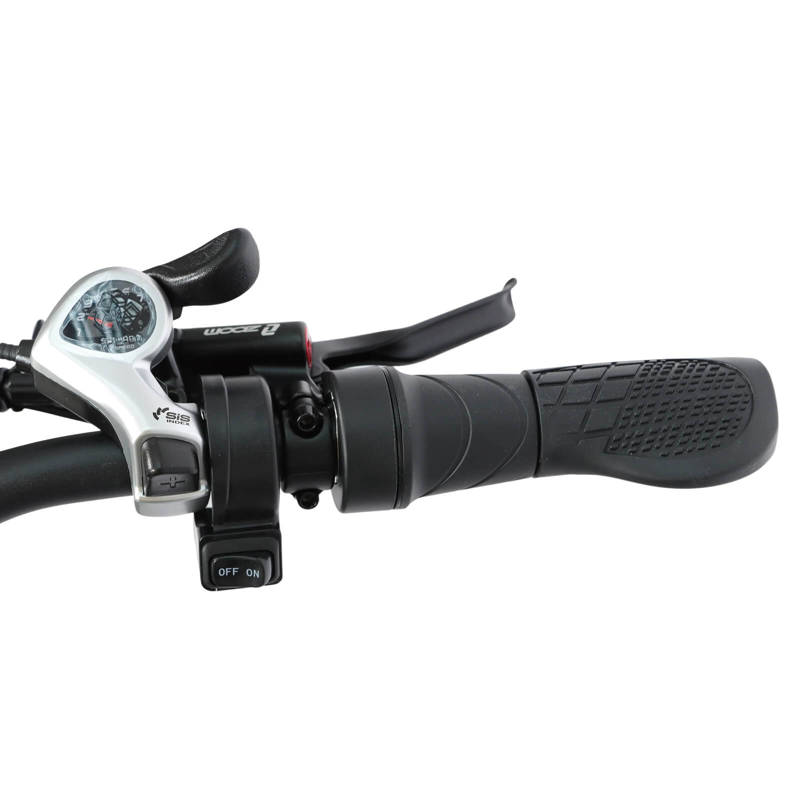 Right handlebar of Baolujie DP-2602 52V dual motor electric bike with ergonomic grips.