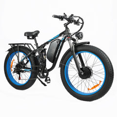 Front right angle view of blue DP-2603 48V 3000W electric bicycle