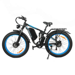 Left side view of blue DP-2603 48V dual motor electric bicycle