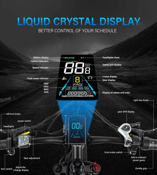 Color LCD display on DP-2603 48V ebike for adults