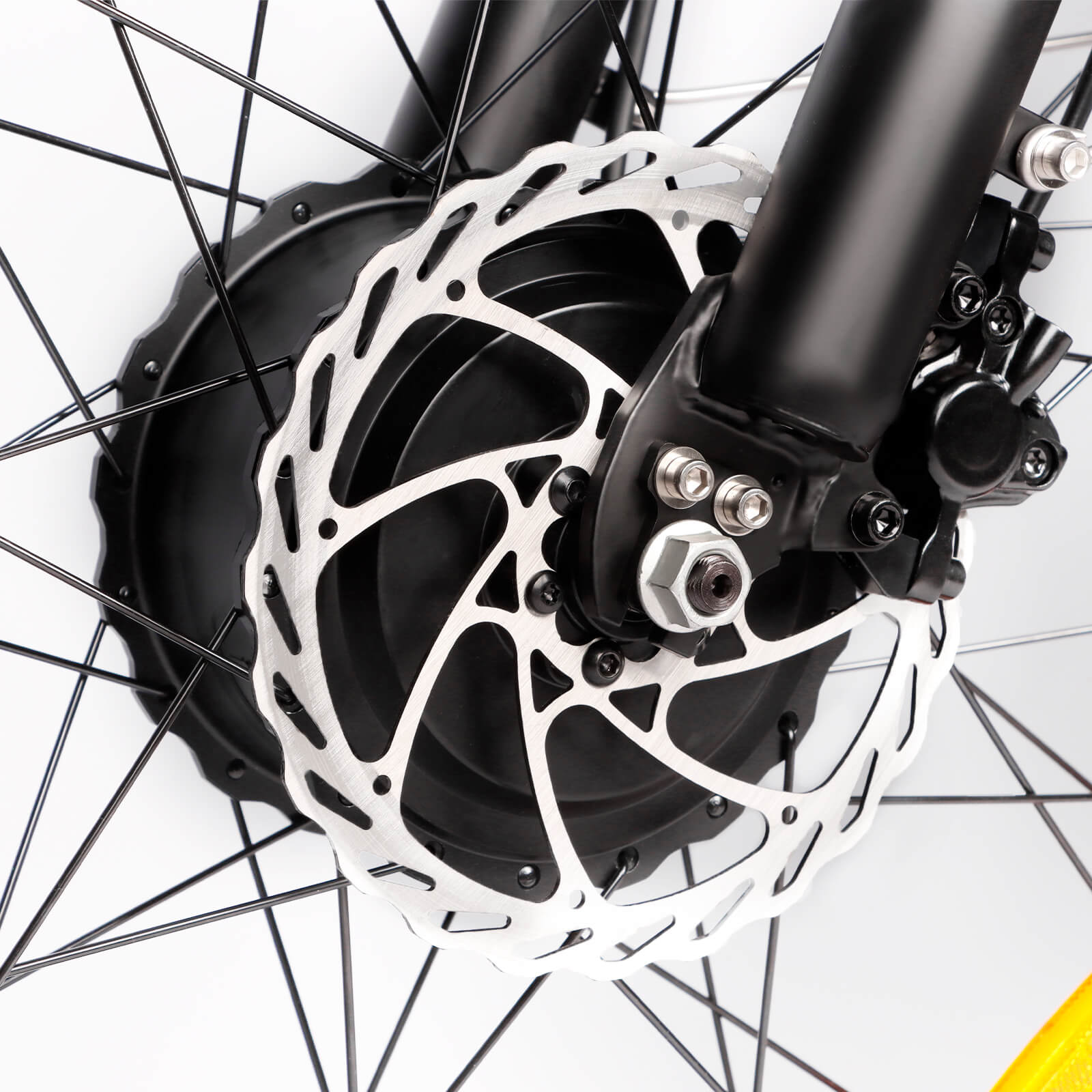 Front disc brake detail on DP-2603 48V dual motor electric bike