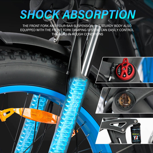 Full hydraulic suspension on DP-2603 48V dual motor electric bicycle