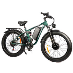 Front right angle view of green DP-2603 48V dual motor electric bicycle