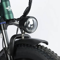 Headlight detail on DP-2603 48V dual motor electric bicycle
