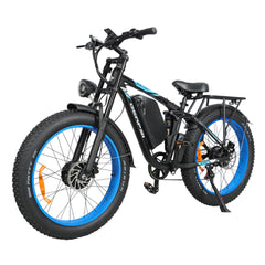 Front left angle view of blue DP-2603 52V dual motor electric bike