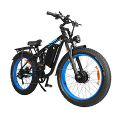 Front right angle view of blue DP-2603 52V dual motor electric bicycle