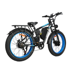 Rear right angle view of blue DP-2603 52V dual motor electric bike