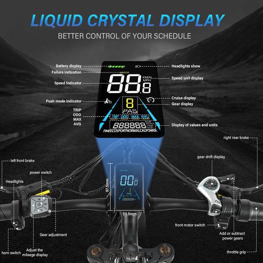 Color LCD display detail on DP-2603 52V ebike for adults