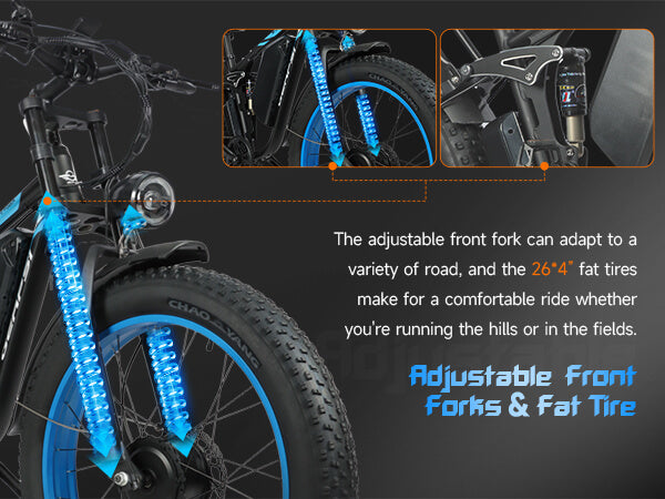 Mobile view of full suspension on DP-2603 52V dual motor electric bike
