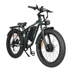 Front right angle view of green DP-2603 52V dual motor electric bicycle