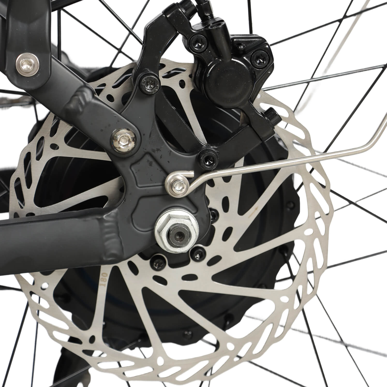 Rear disc brake detail on DP-2603 52V dual motor electric bicycle