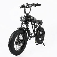 Front left angle view of black DP-2008 ebike