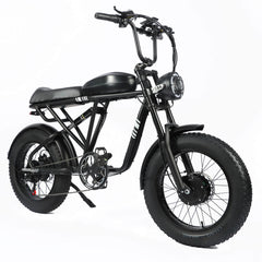 Front right angle view of black DP-2008 ebike