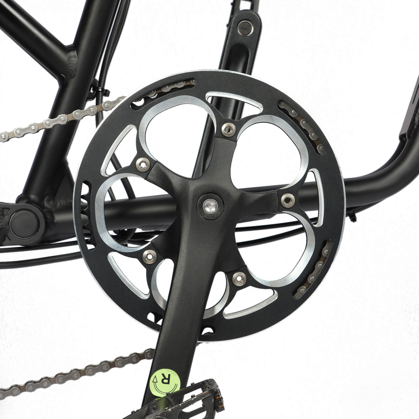 Crankset and pedals close-up on DP-2008 ebike