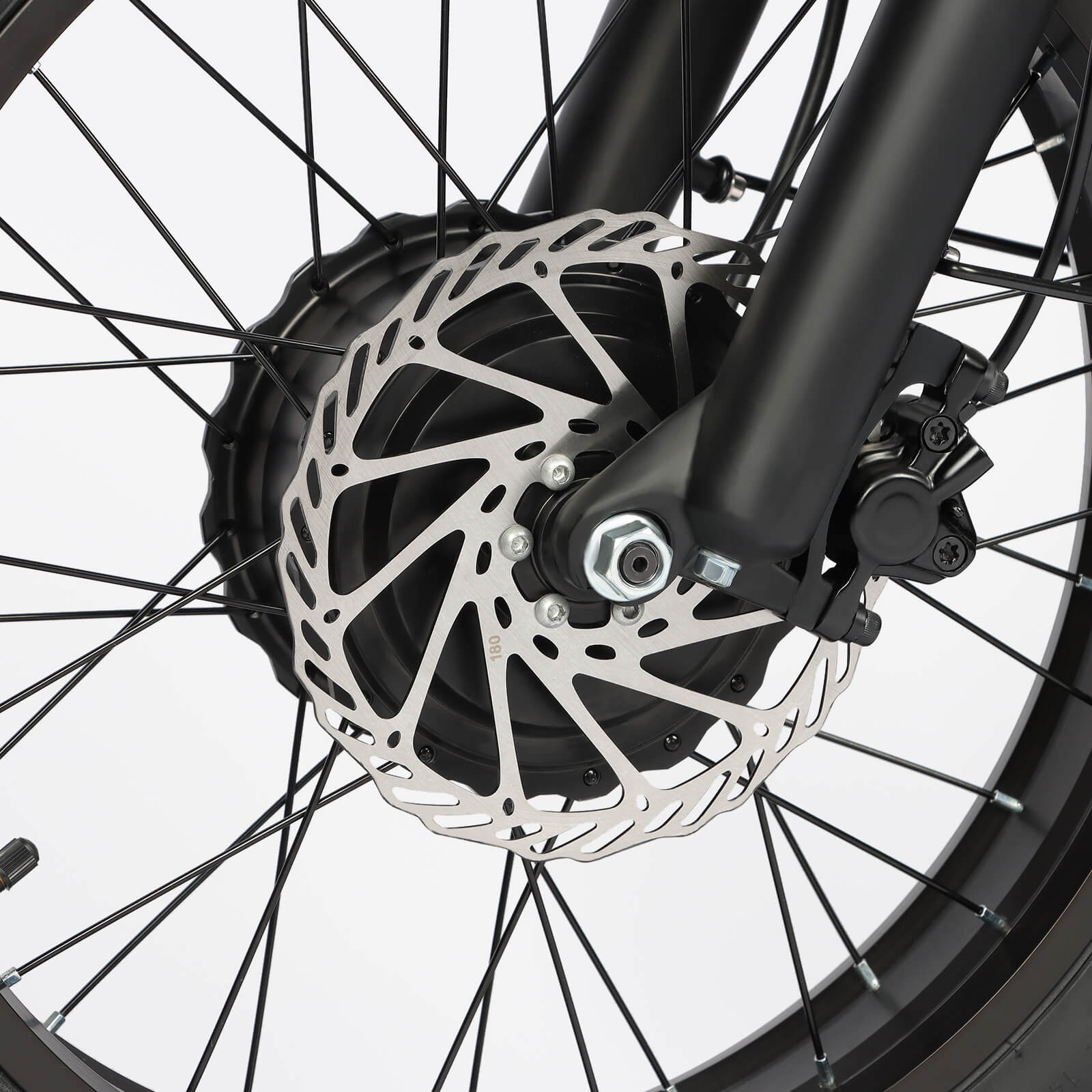 Front disc brake detail of Voltvibe DP-2008 ebike