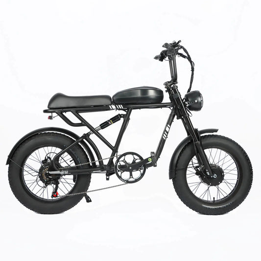 Right side view of black Voltvibe DP-2008 electric bike on home banner