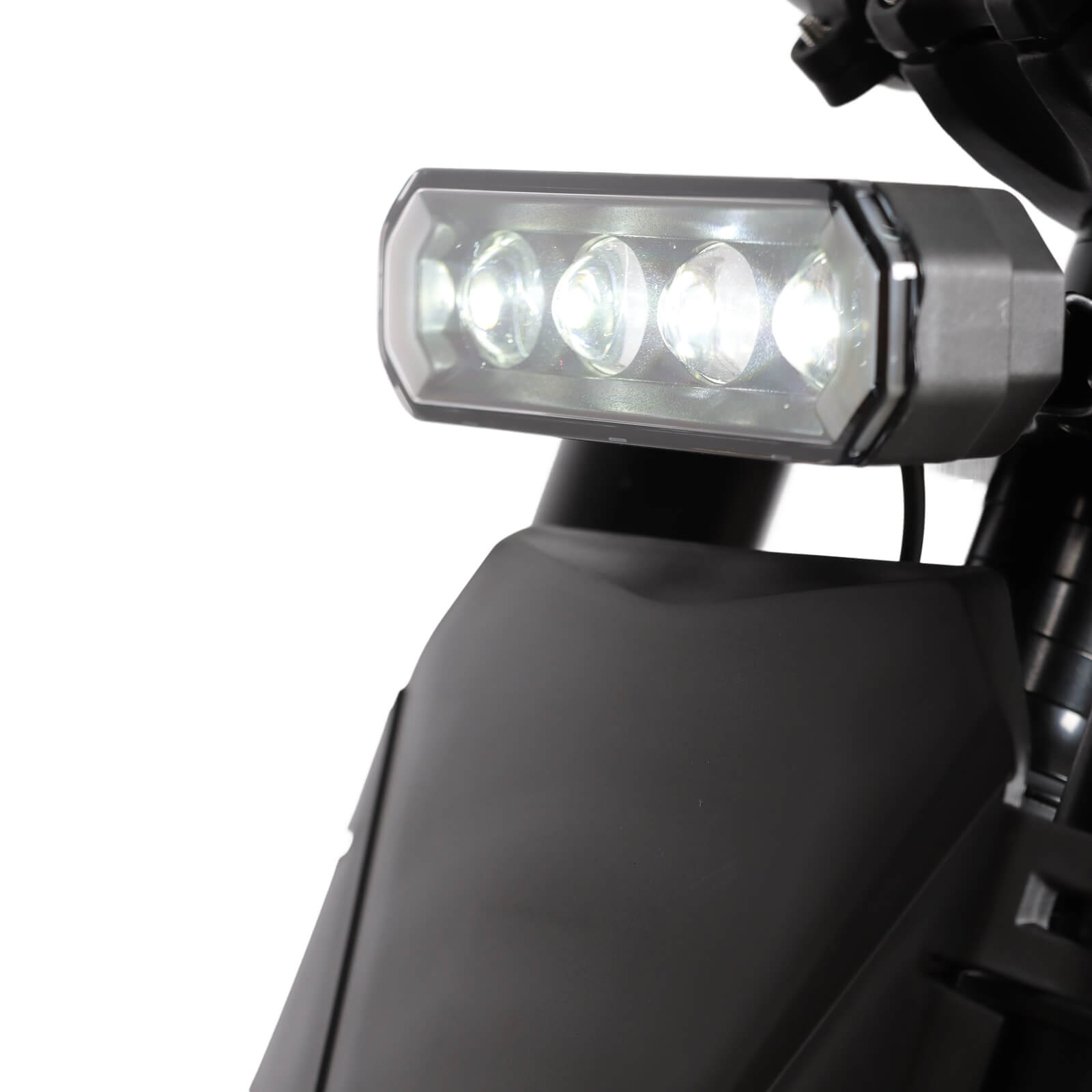 Headlight close-up on Voltvibe P2 electric bike