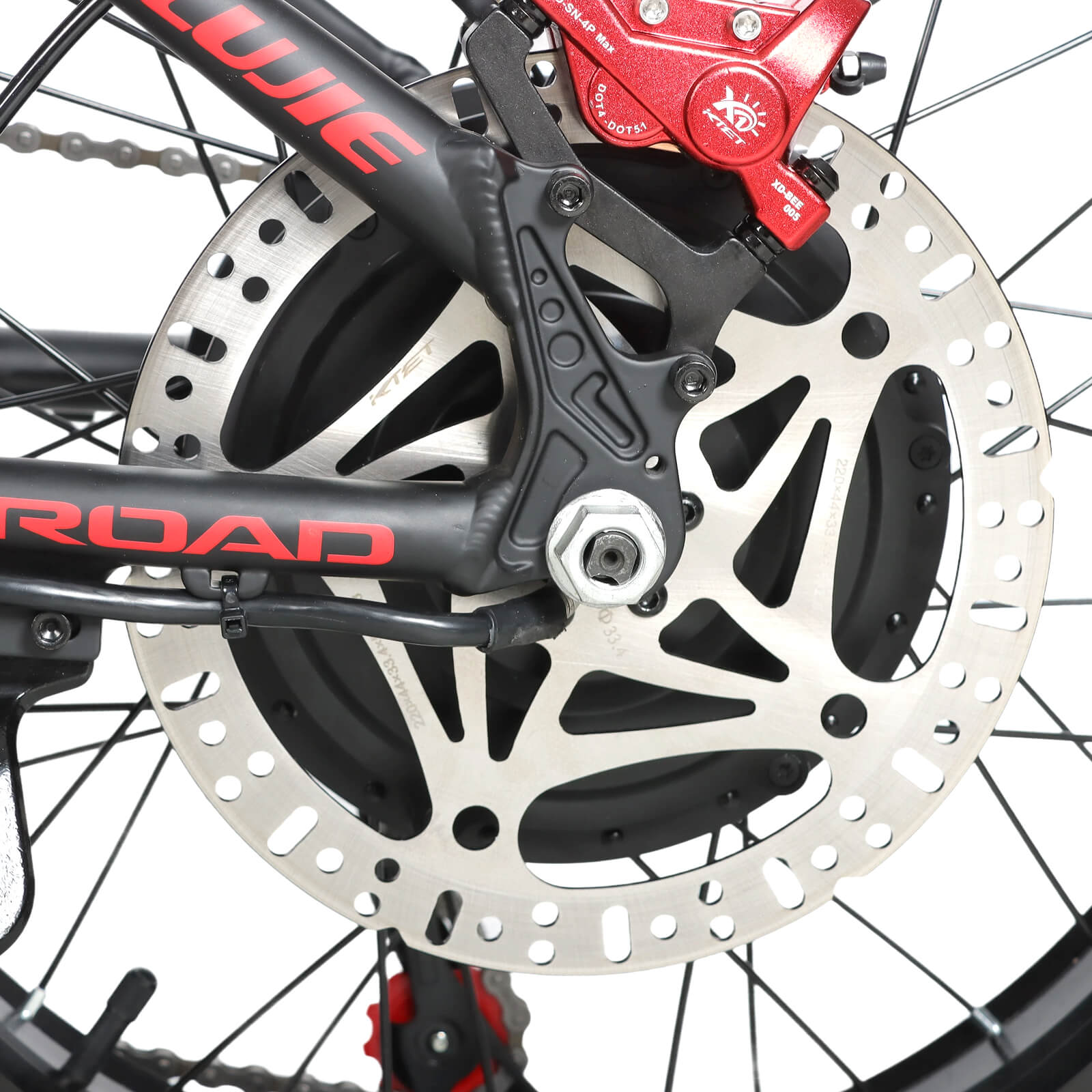 Rear hydraulic disc brake detail of Voltvibe P2 ebike